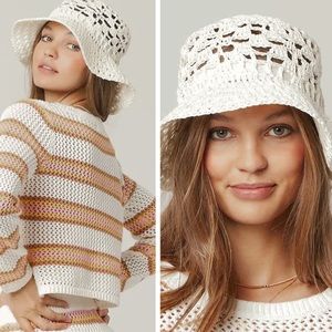 NWT L*Space • White Raffia Sunchaser Bucket Beach Hat